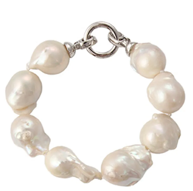 204-01-S | WHITE WILD PEARL BRACELET (SILVER)