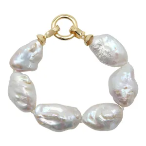 205-01-G | STONE PEARL BRACELET (WHITE ON GOLD)