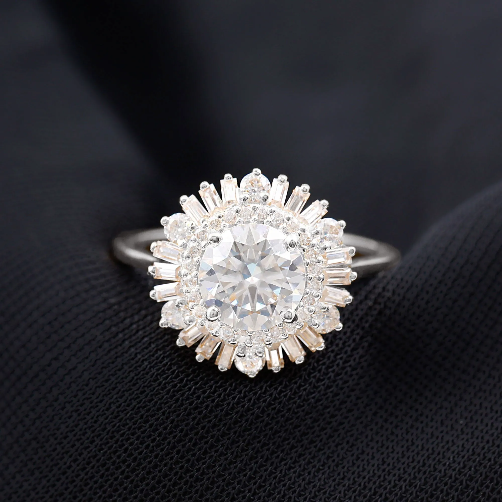 2.25 CT Moissanite Cocktail Engagement Ring in Gold