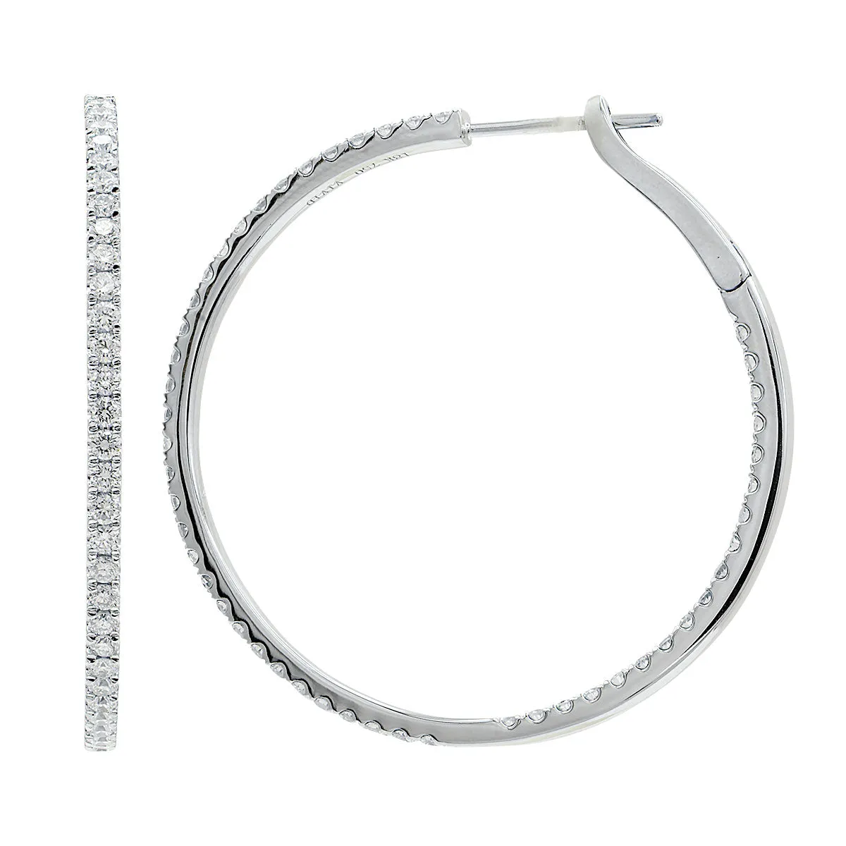 2.28 Carat Diamond Hoop Earrings in White Gold