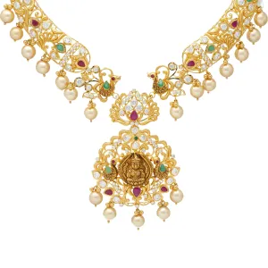 22K Gold & Gemstone Temple Necklace (44.9gm)