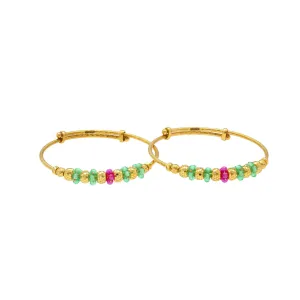 22K Gold Baby Bangles W/ Adjustable band