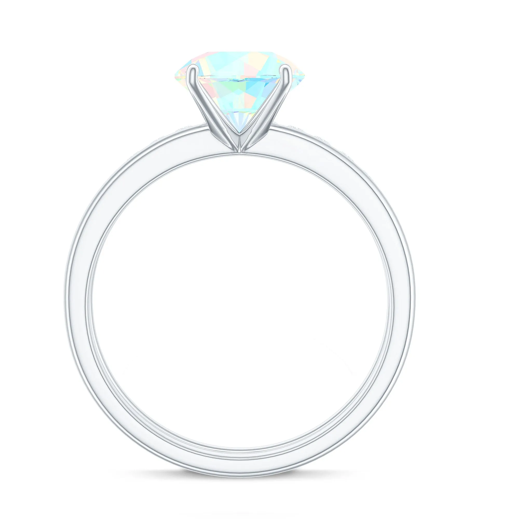 2.5 CT Ethiopian Opal Solitaire Wedding Ring Set with Diamond