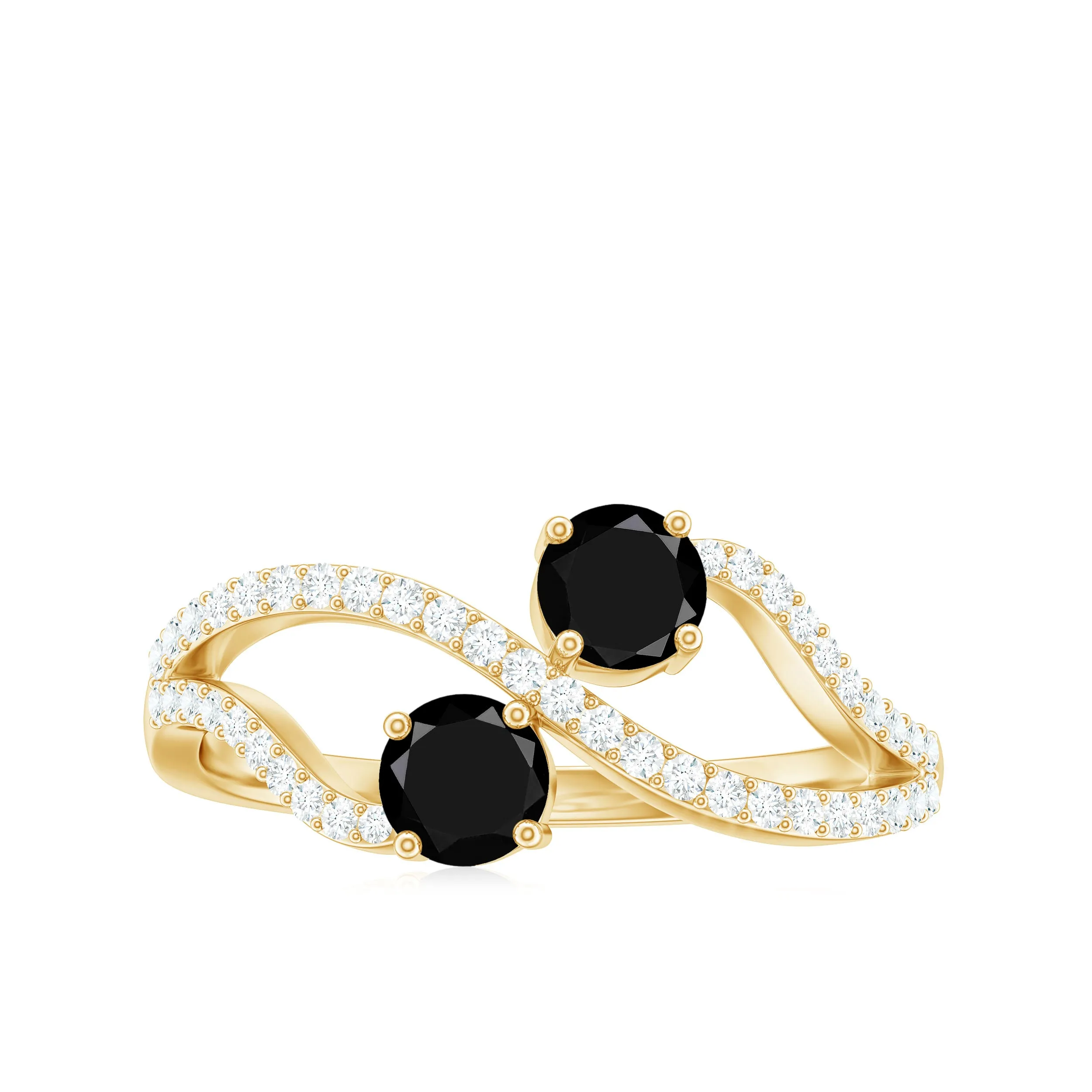 3/4 CT Minimal Black Onyx and Diamond Engagement Ring