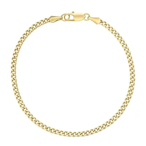 3mm 14K Gold/White Gold Flat Cuban Curb Bracelet