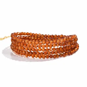 3mm Orange Garnet Faceted 31" Necklace / Multi Wrap Bracelet