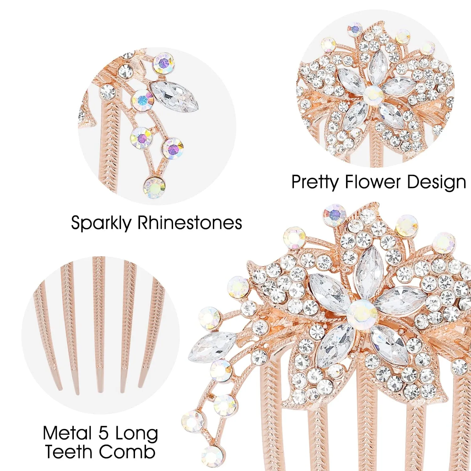 6-Pieces: Rhinestone Encrusted Hairpin Barrette Accessory