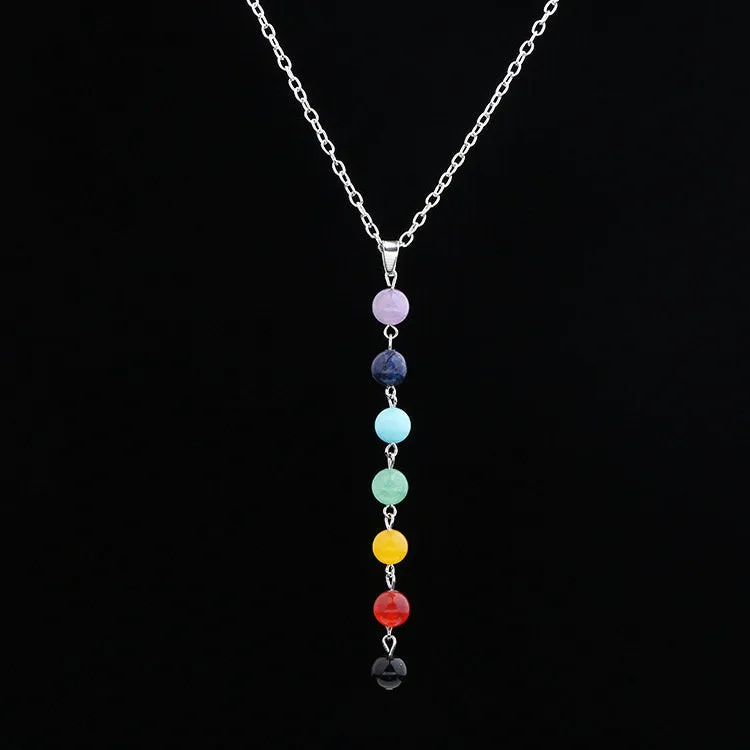 7 Chakra Necklace, Healing Gemstone Necklace, Reiki Crystal Chakra Necklace, Statement Necklace, Rainbow Necklace, Yoga Gemstone Necklace