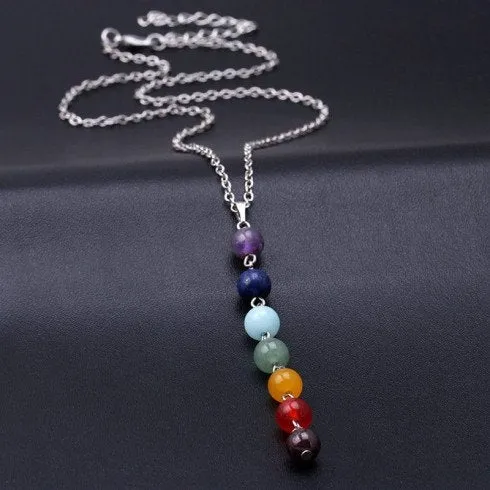 7 Chakra Necklace, Healing Gemstone Necklace, Reiki Crystal Chakra Necklace, Statement Necklace, Rainbow Necklace, Yoga Gemstone Necklace