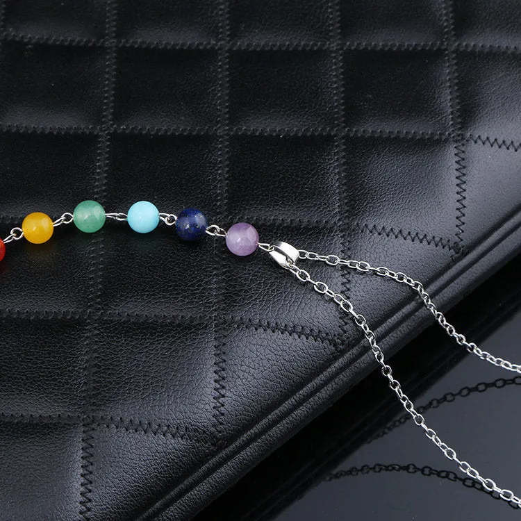 7 Chakra Necklace, Healing Gemstone Necklace, Reiki Crystal Chakra Necklace, Statement Necklace, Rainbow Necklace, Yoga Gemstone Necklace