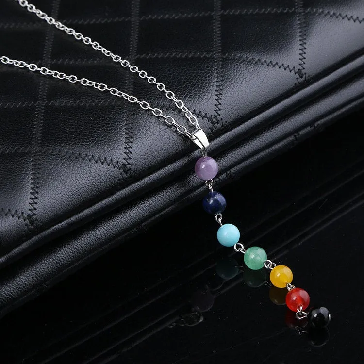 7 Chakra Necklace, Healing Gemstone Necklace, Reiki Crystal Chakra Necklace, Statement Necklace, Rainbow Necklace, Yoga Gemstone Necklace