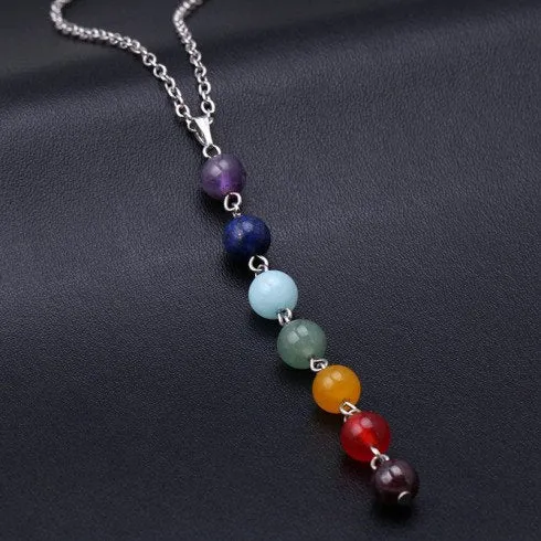 7 Chakra Necklace, Healing Gemstone Necklace, Reiki Crystal Chakra Necklace, Statement Necklace, Rainbow Necklace, Yoga Gemstone Necklace