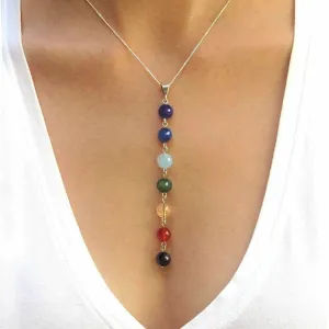 7 Chakra Necklace, Healing Gemstone Necklace, Reiki Crystal Chakra Necklace, Statement Necklace, Rainbow Necklace, Yoga Gemstone Necklace