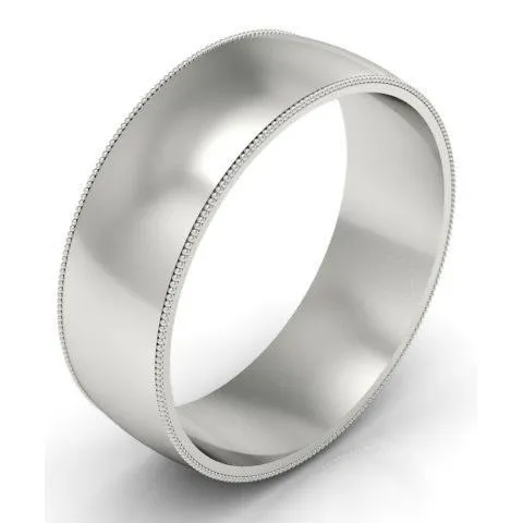 7mm Milgrain Wedding Band in 14k