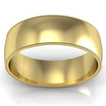 7mm Milgrain Wedding Band in 14k