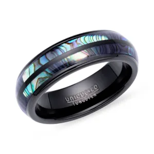 7mm Tungsten ring with Abalone Shell and black IP