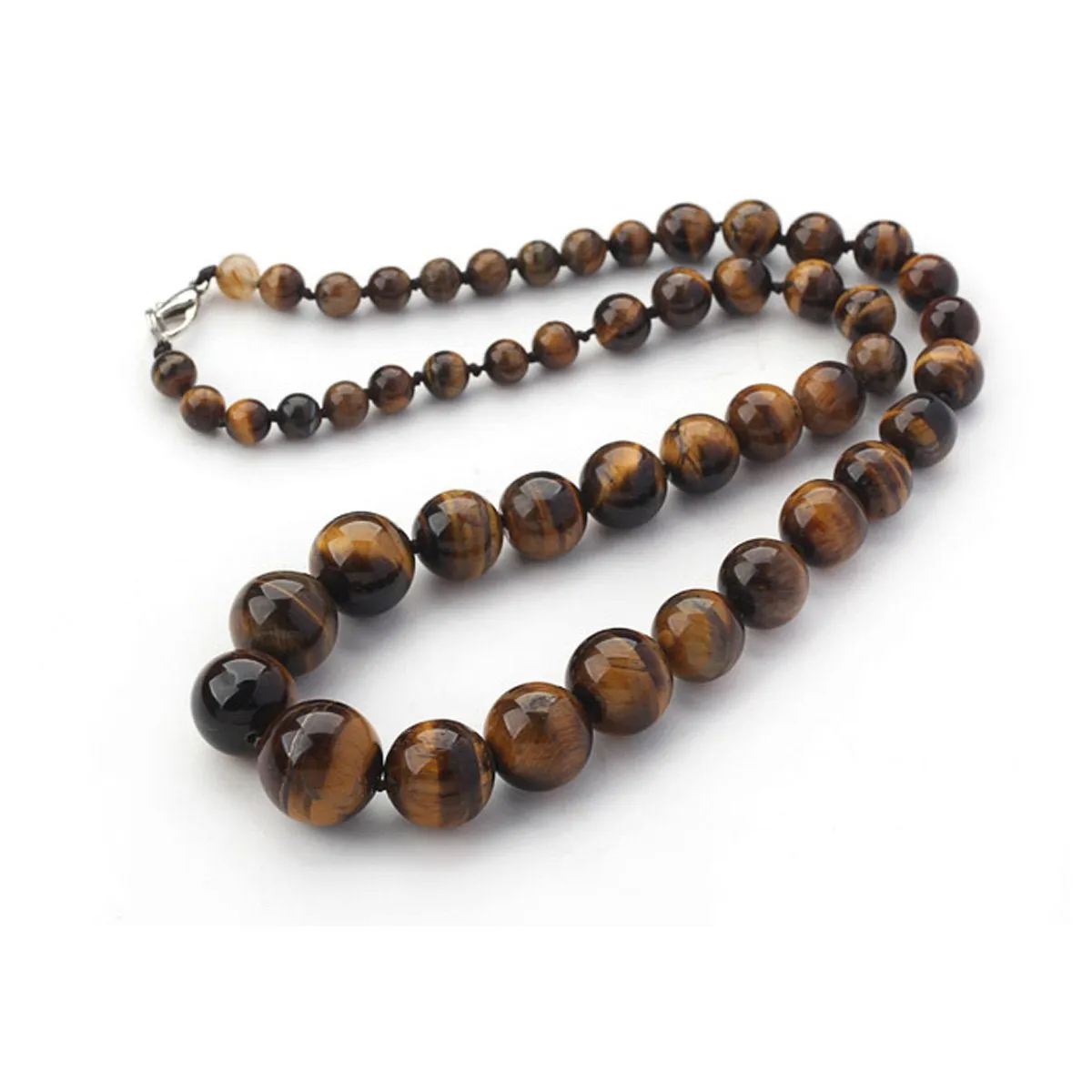 8-16mm Natural Tiger Eye Gemstone Necklace For Women Ladies and Girls