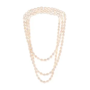 8-9mm White Rice Pearl 162.5cm Long Necklace