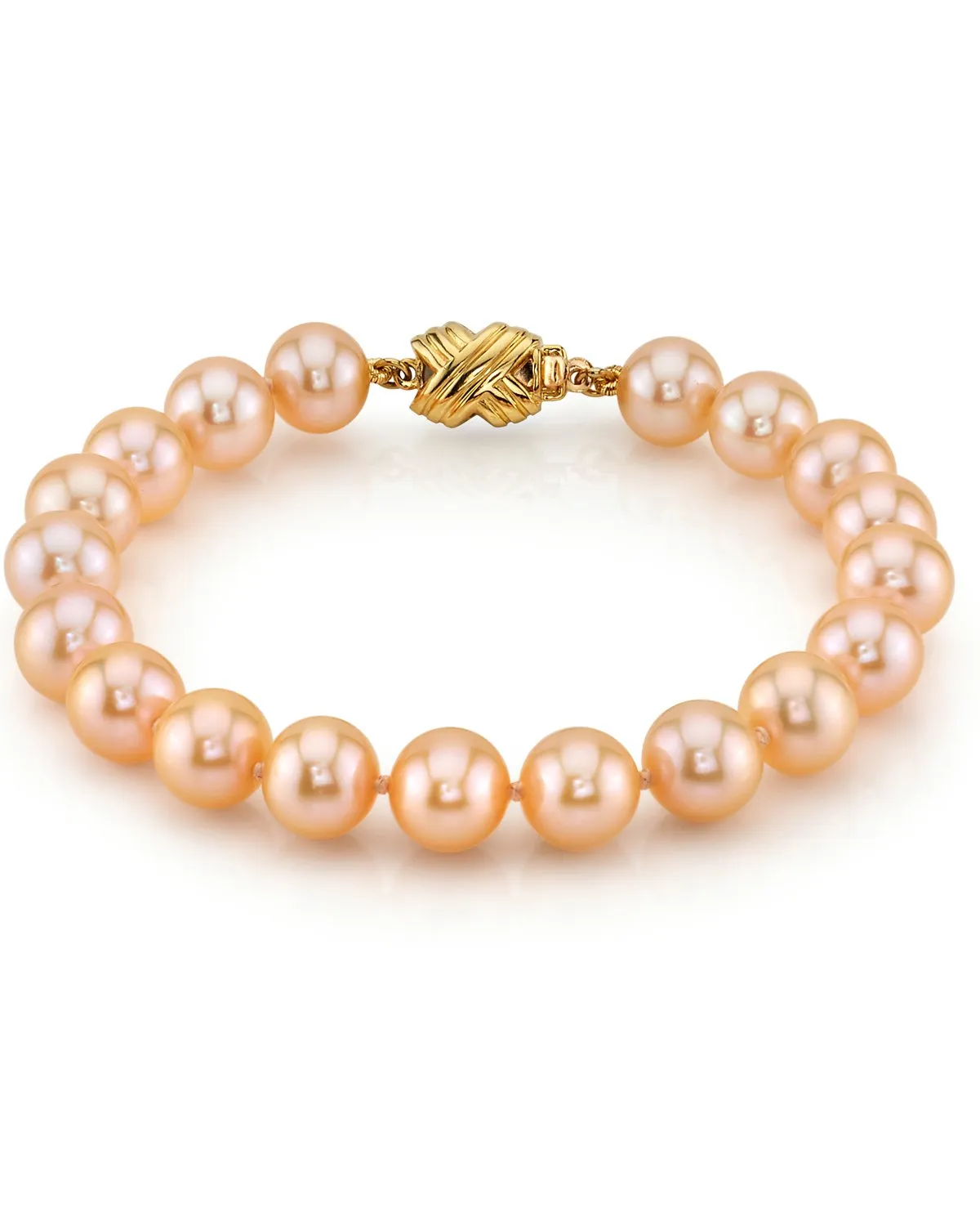 8.5-9.5mm Peach Freshwater Pearl Bracelet - AAAA Quality