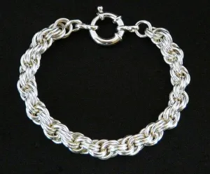 8.6mm Sterling Silver Double Spiral Bracelet with 16mm Sterling Spring Ring Clasp