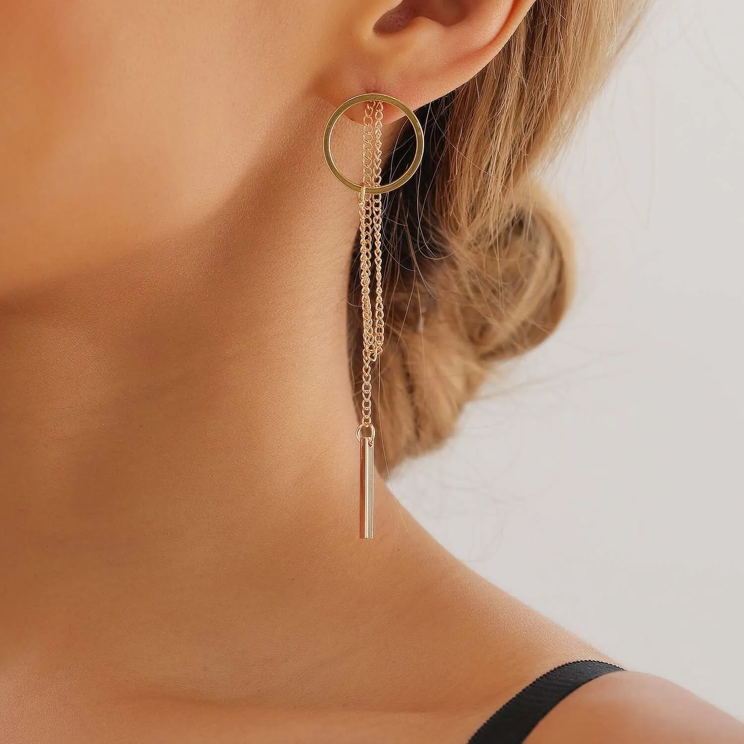 925 Silver Hollow Round Long Tassel Earrings