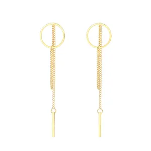 925 Silver Hollow Round Long Tassel Earrings