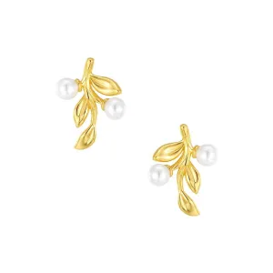 925 Silver Pearl Fruit And Leaf Earrings