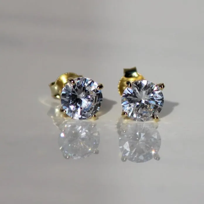 925 Sterling Silver Round Cut Diamond Studs