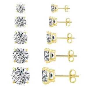 925 Sterling Silver Round Cut Diamond Studs