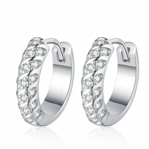 925 Sterling Silver Spiral Moissanite Huggie Earrings