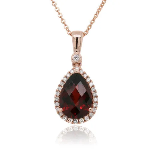 9ct Rose Gold Diamond & Garnet Pendant