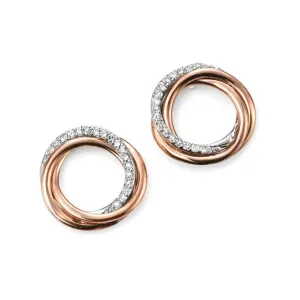 9ct Rose Gold Double Interlocking Circle Diamond Set Earrings