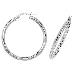 9ct White Gold 25mm Hoop Earrings ER351W