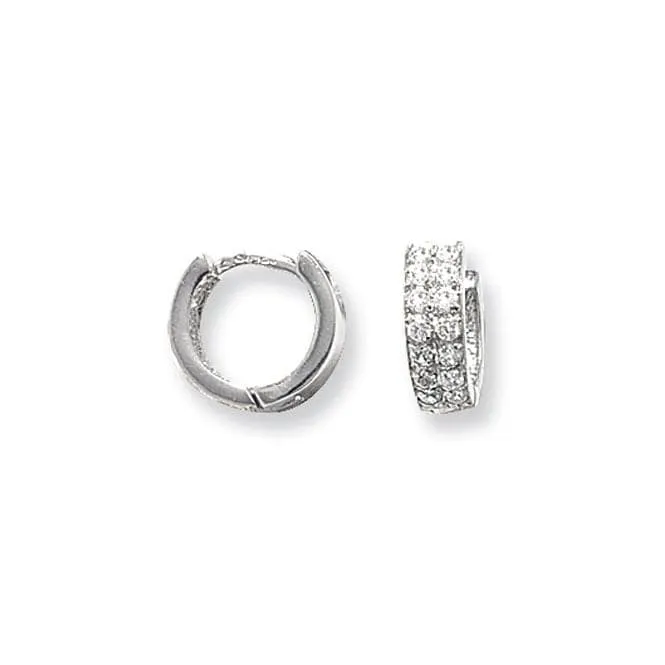 9CT WHITE GOLD ZIRCONIA HINGED EARRINGS ER025W