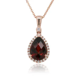 9ct Yellow Gold Diamond and Garnet Pendant