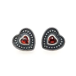 A385 Vintage Heart Post Earrings