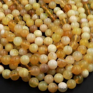 AA Natural Yellow Opal Smooth Round Beads 6mm 8mm 10mm 15.5" Strand