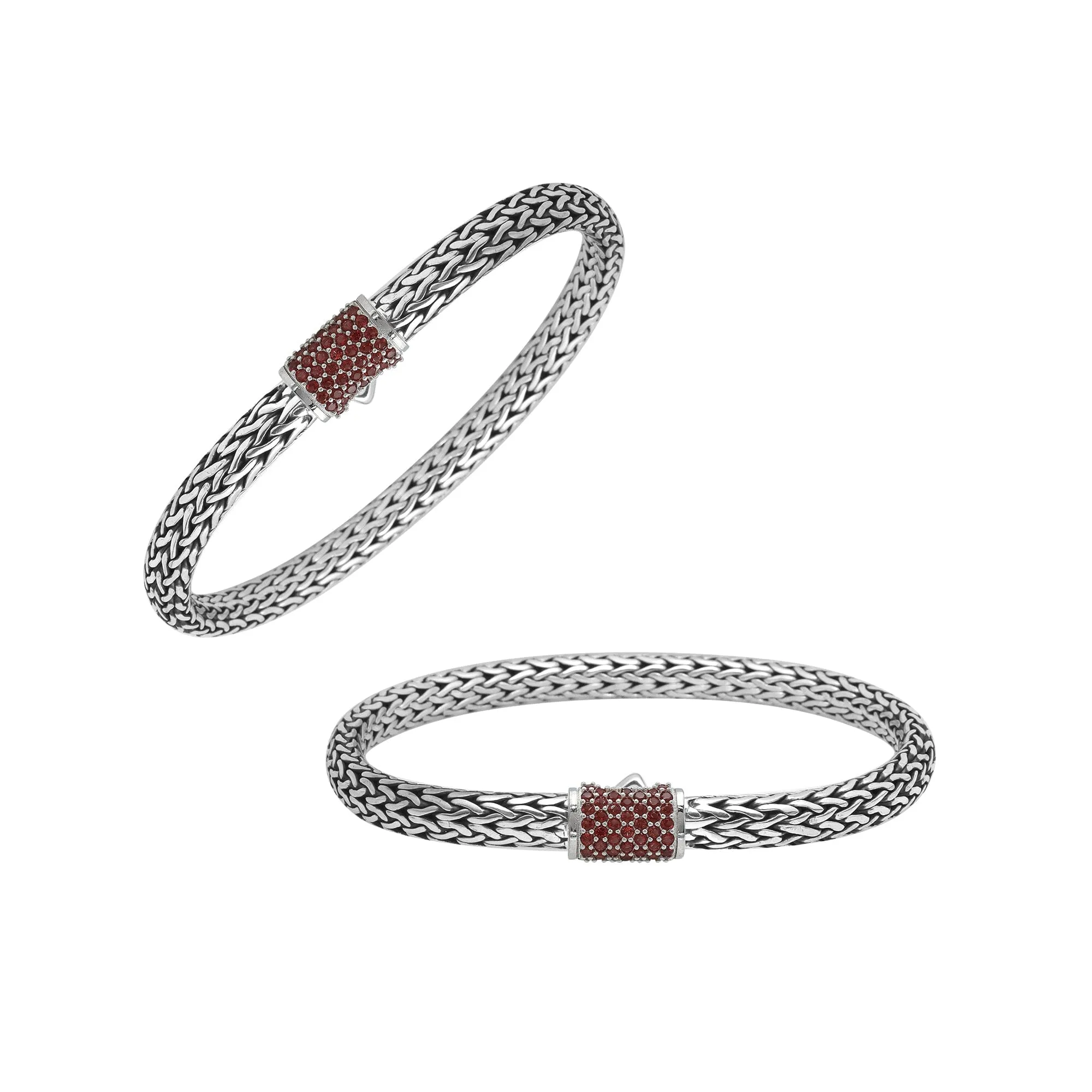 AB-1122-GA Sterling Silver Bracelet With Garnet Q.