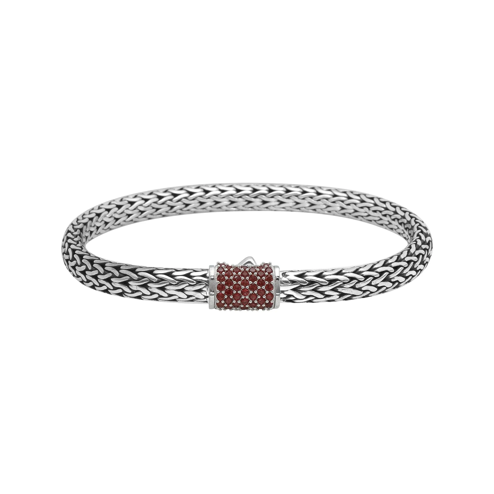 AB-1122-GA Sterling Silver Bracelet With Garnet Q.