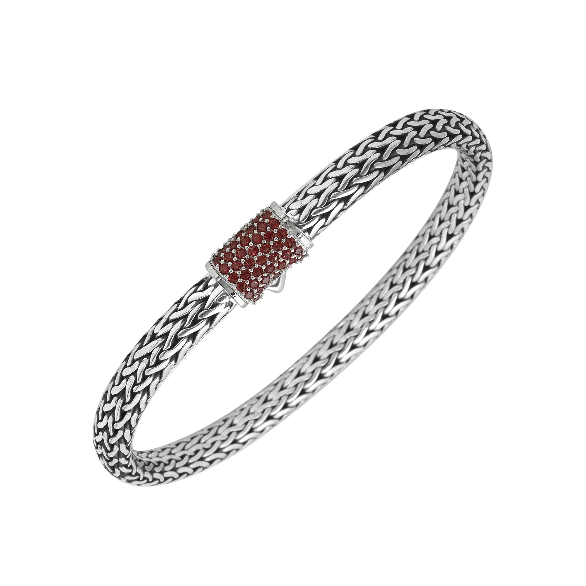 AB-1122-GA Sterling Silver Bracelet With Garnet Q.