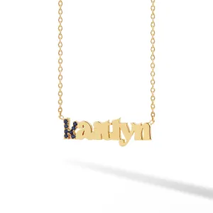 Accent Gemstone Initial Solid Name Necklace