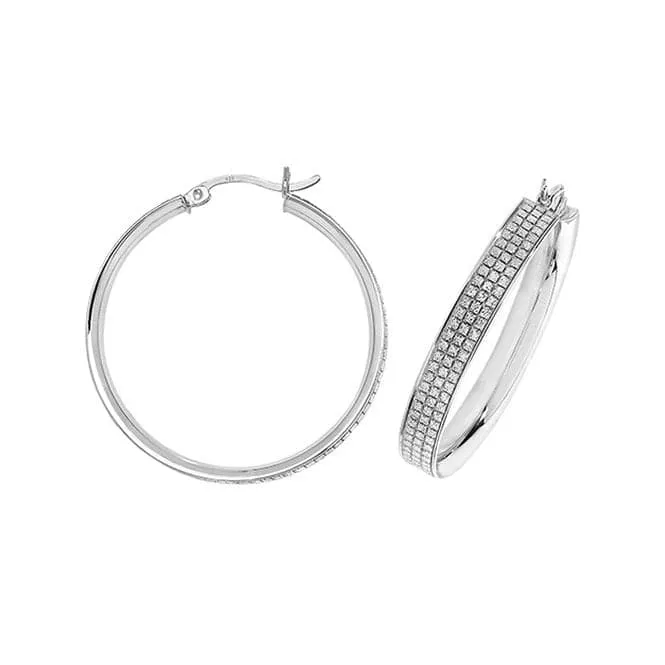 Acotis Silver Hoop Earrings Twisted G5113