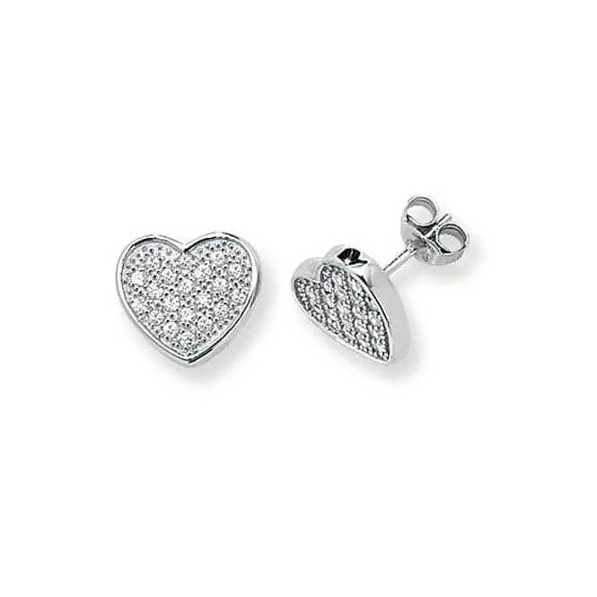 Acotis Silver Stud Earrings Heart Zirconia G5589