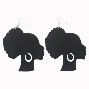 Afro Puff Lady with Earrings | Natural hair earrings | Afrocentric earrings | jewelry | accessories