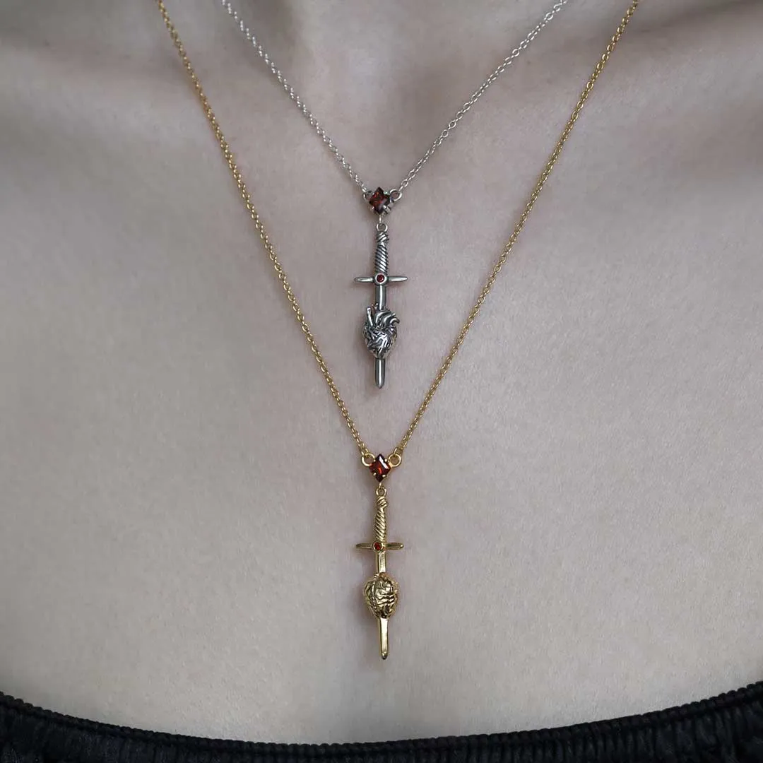 ALL MY MIND. Sword & Brain Necklace - Gold