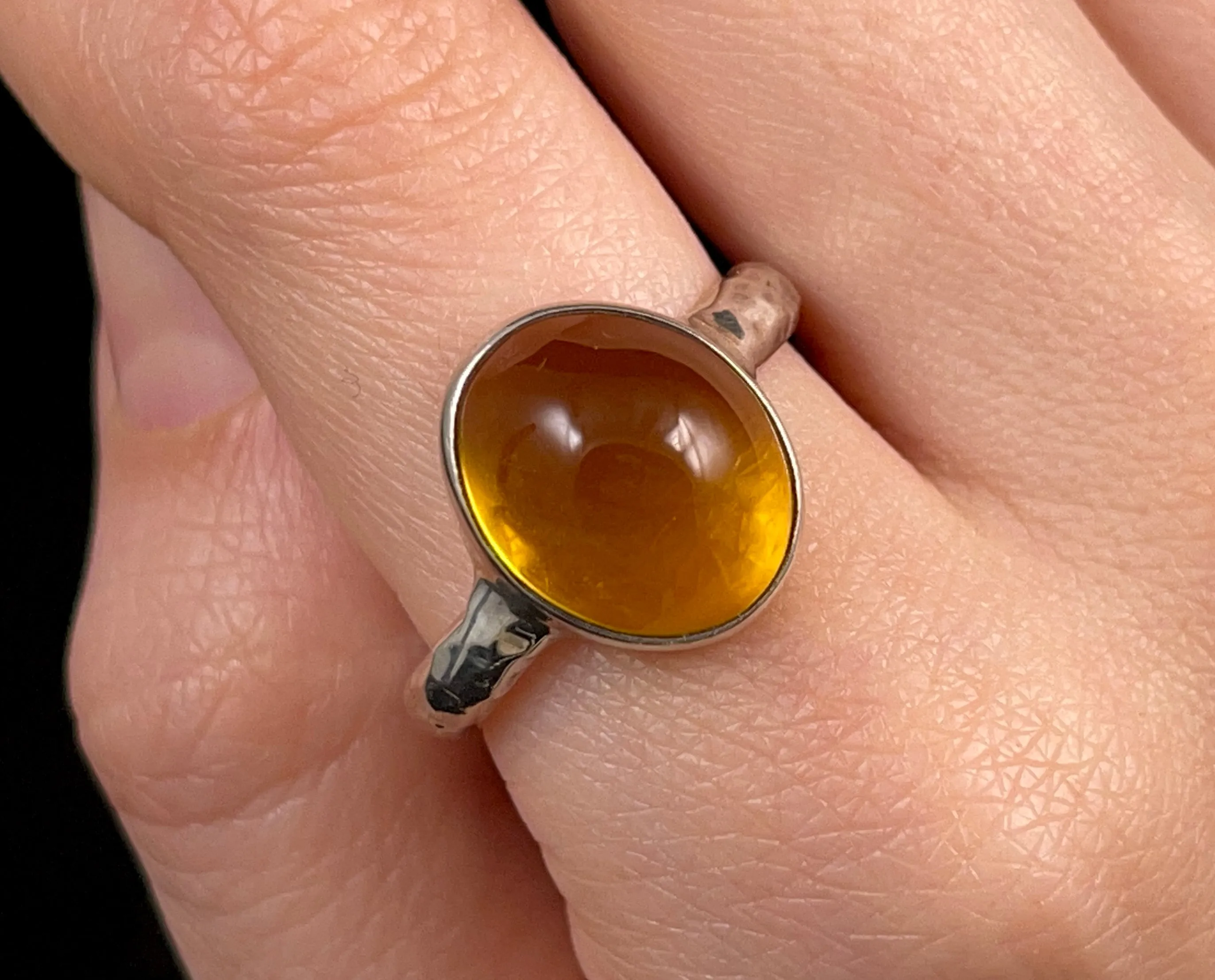 Amber Ring - Sterling Silver, AA, Size 10 - Amber Stone, Crystal Ring, Handmade Jewelry, Healing Crystals and Stones, 52658