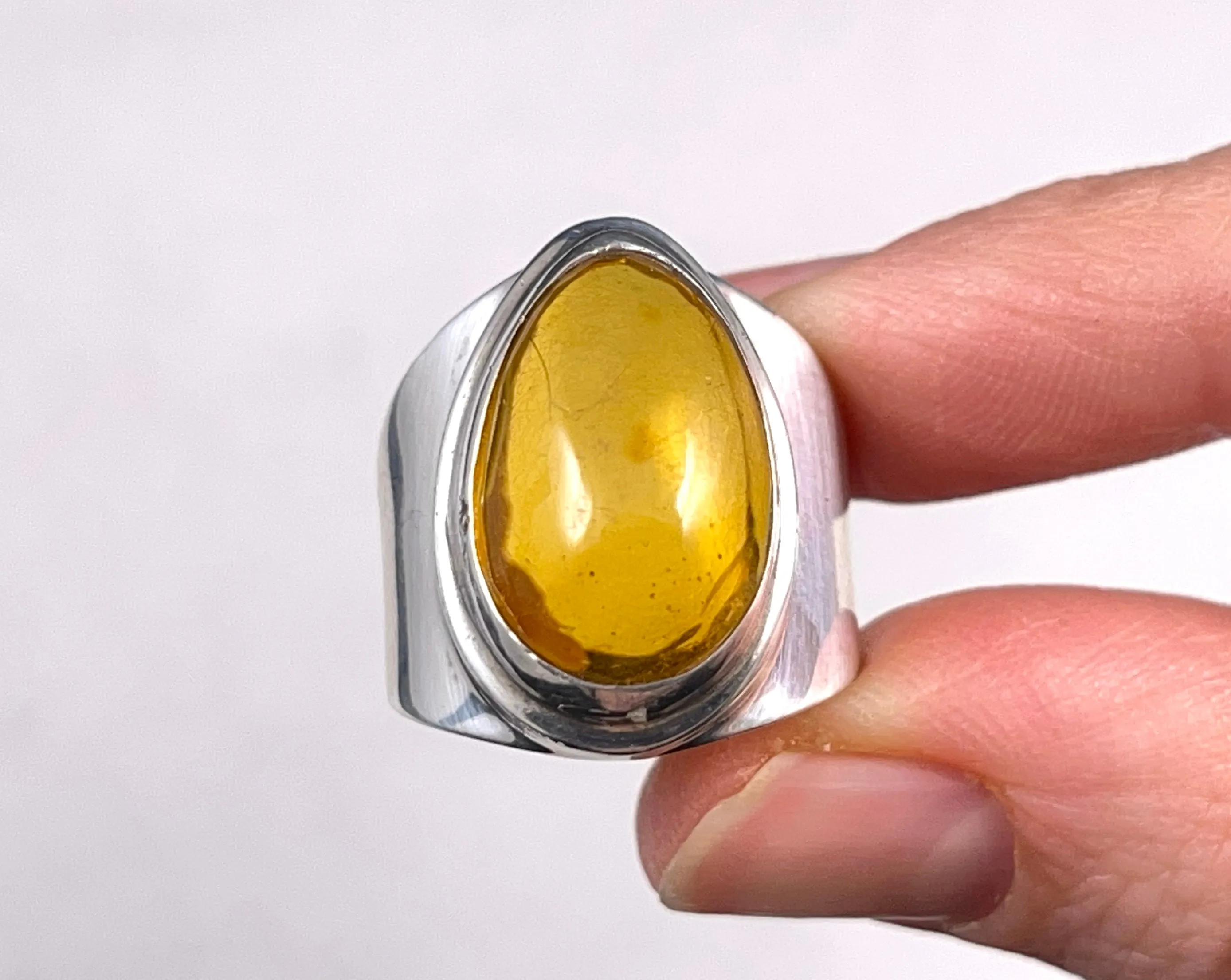 AMBER Ring - Sterling Silver, Size 7 - Amber Stone, Crystal Ring, Handmade Jewelry, Healing Crystals and Stones,  52660