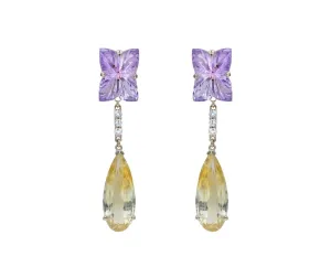 Amethyst & Citrine White Diamond Earrings