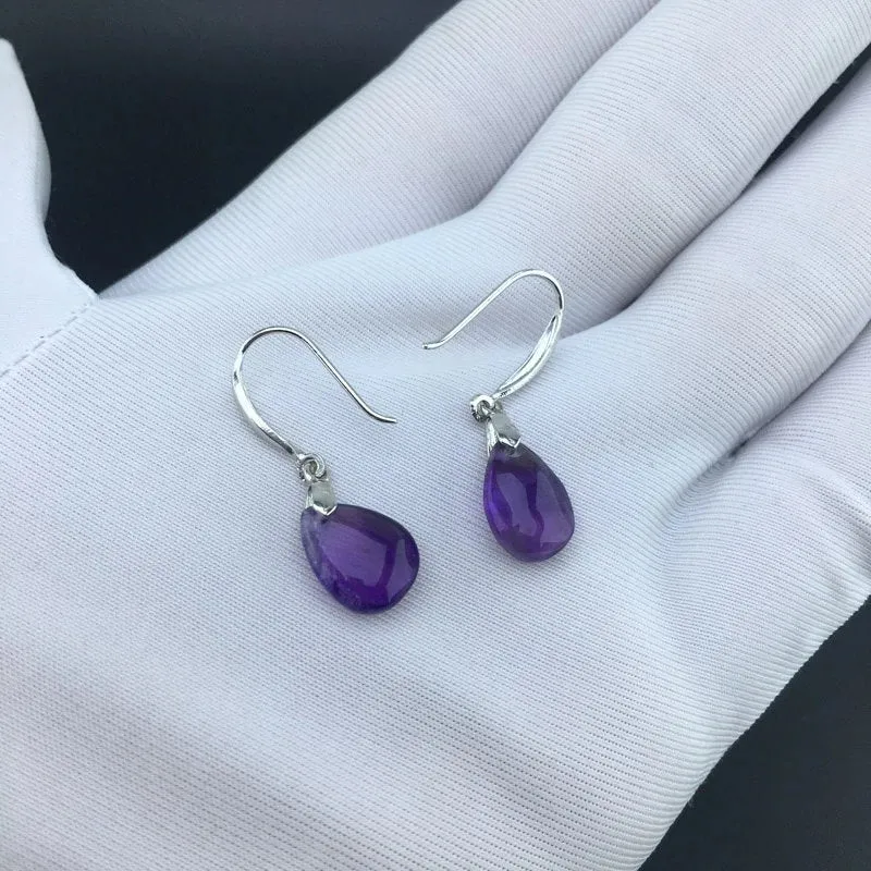 Amethyst Earrings Crystal Point Gemstone Earrings Dangle Crystal Boho Earring Drop Earrings Gem Stone Drop Gift For Her Anniversary Gifts