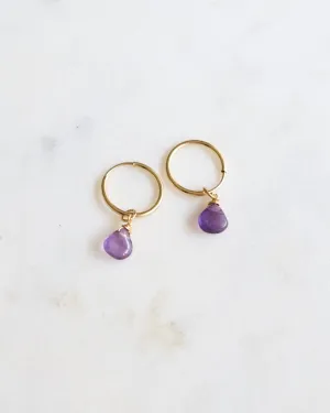 Amethyst infinity hoop earrings